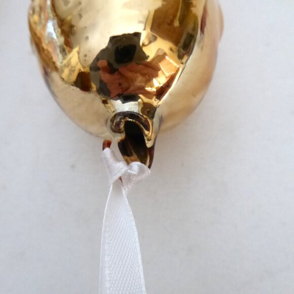 NEW 6.75” CHRISTMAS HAND BLOWN MERCURY GLASS GOLD PINECONE ORNAMENT SET - Picture 7 of 10